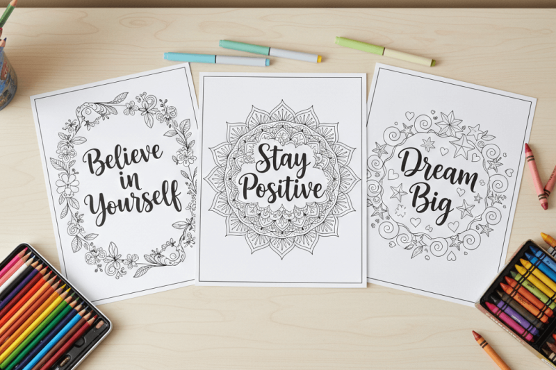 Inspirational Coloring Pages Free Printable Quotes for Kids & Adults PDF