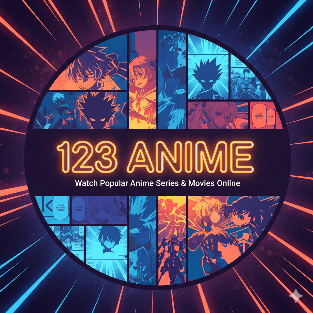 123 Anime website interface showing trending anime series, movies, and episodes available for online streaming