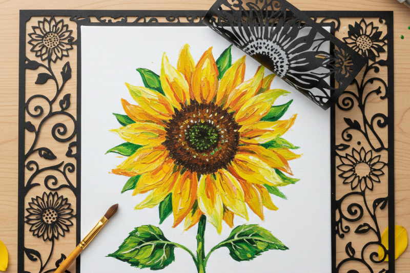 Sunflower Stencil-Creative Floral Design Templates & Pattern