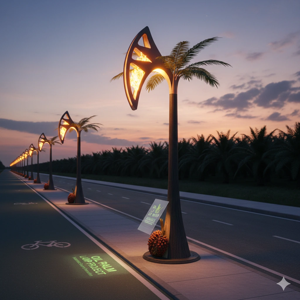 Oil Palm Lamp Project eco-friendly street lamp using sustainable materials for energy-efficient urban lighting
